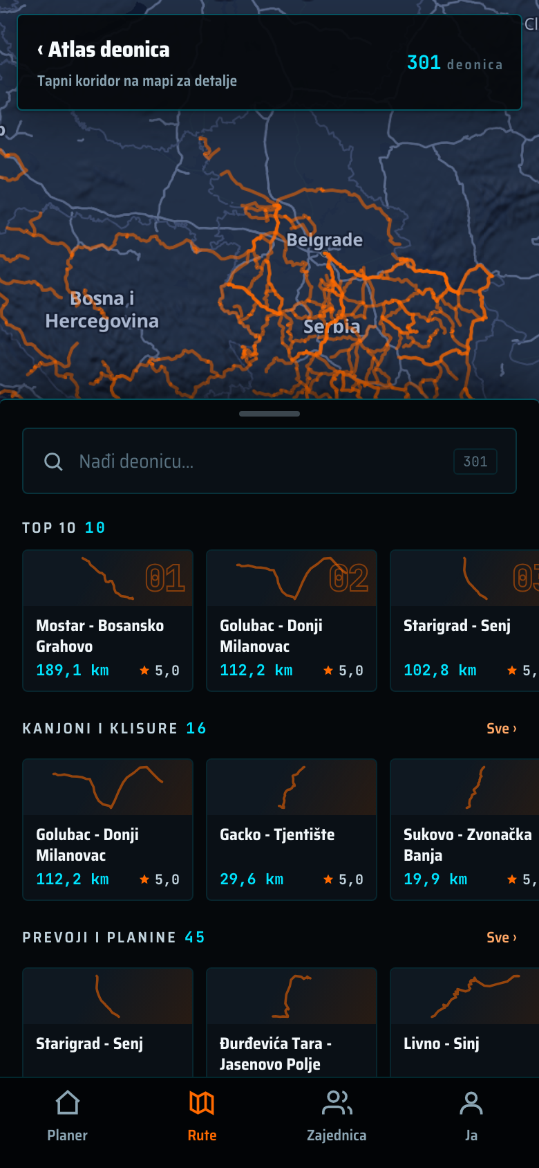 Atlas deonica u aplikaciji
