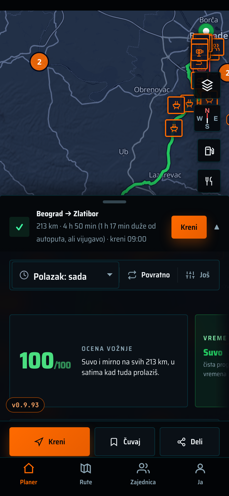 Ocena vožnje i prognoza